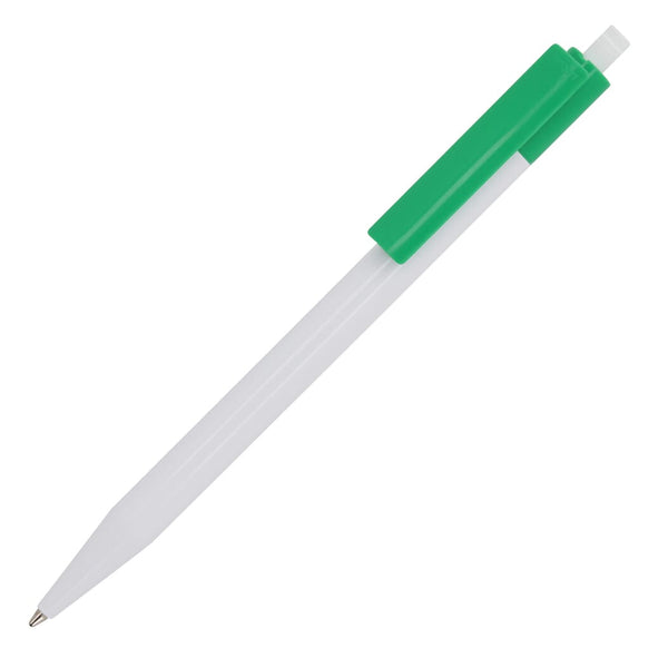 Penna a sfera Kuma hard-color Bianco / verde - personalizzabile con logo