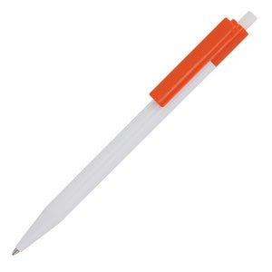 Penna a sfera Kuma hard-color White / arancione - personalizzabile con logo