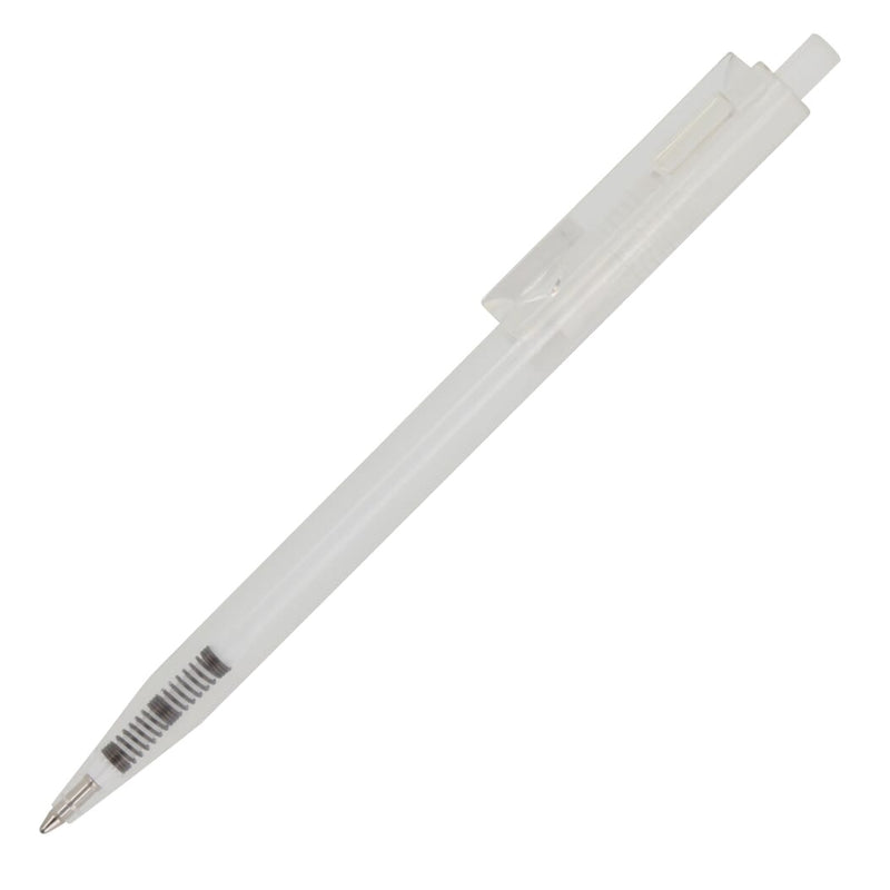 Penna a sfera Kuma trasparente bianco - personalizzabile con logo