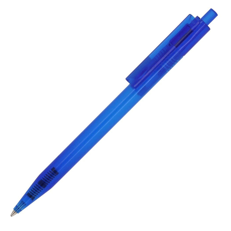 Penna a sfera Kuma trasparente grigio scuro blu - personalizzabile con logo
