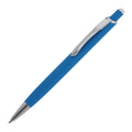 Penna a sfera Monaco in metallo gommato azzurro - personalizzabile con logo
