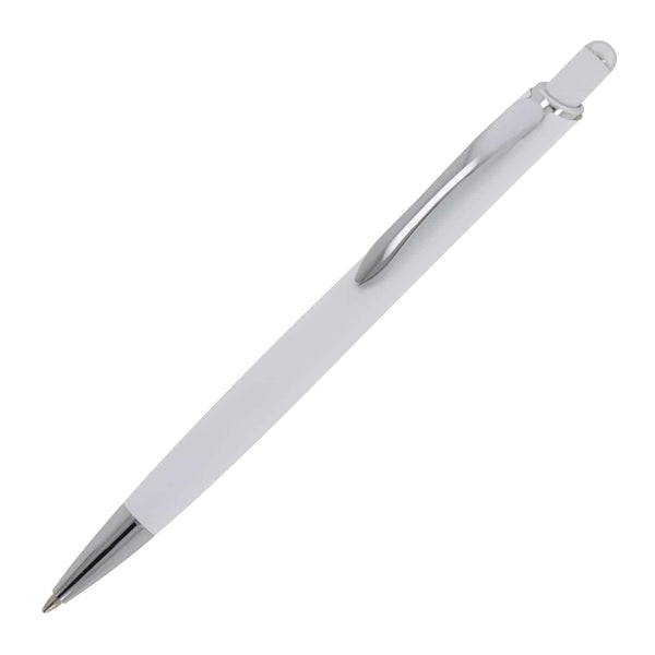 Penna a sfera Monaco in metallo gommato Bianco - personalizzabile con logo