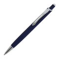 Penna a sfera Monaco in metallo gommato blu navy - personalizzabile con logo