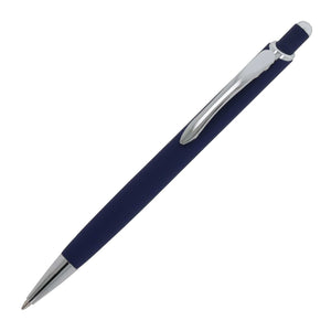 Penna a sfera Monaco in metallo gommato blu navy - personalizzabile con logo