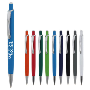 Penna a sfera Monaco in metallo gommato - personalizzabile con logo
