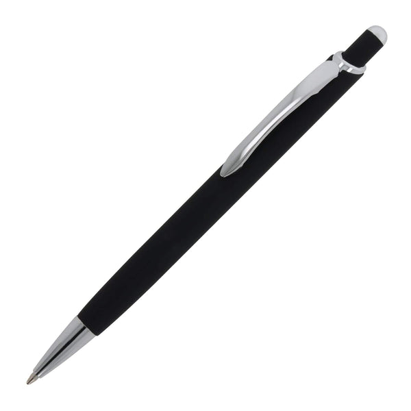 Penna a sfera Monaco in metallo gommato Nero - personalizzabile con logo