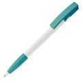 Penna a sfera Nash Grip hardcolour Bianco / azzurro - personalizzabile con logo