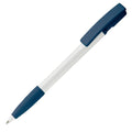 Penna a sfera Nash Grip hardcolour Bianco / blu navy - personalizzabile con logo