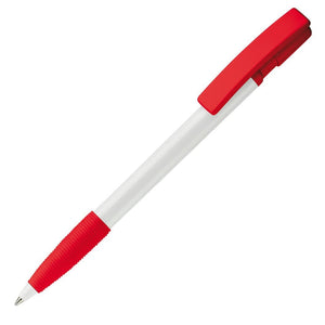 Penna a sfera Nash Grip hardcolour Bianco / Rosso - personalizzabile con logo