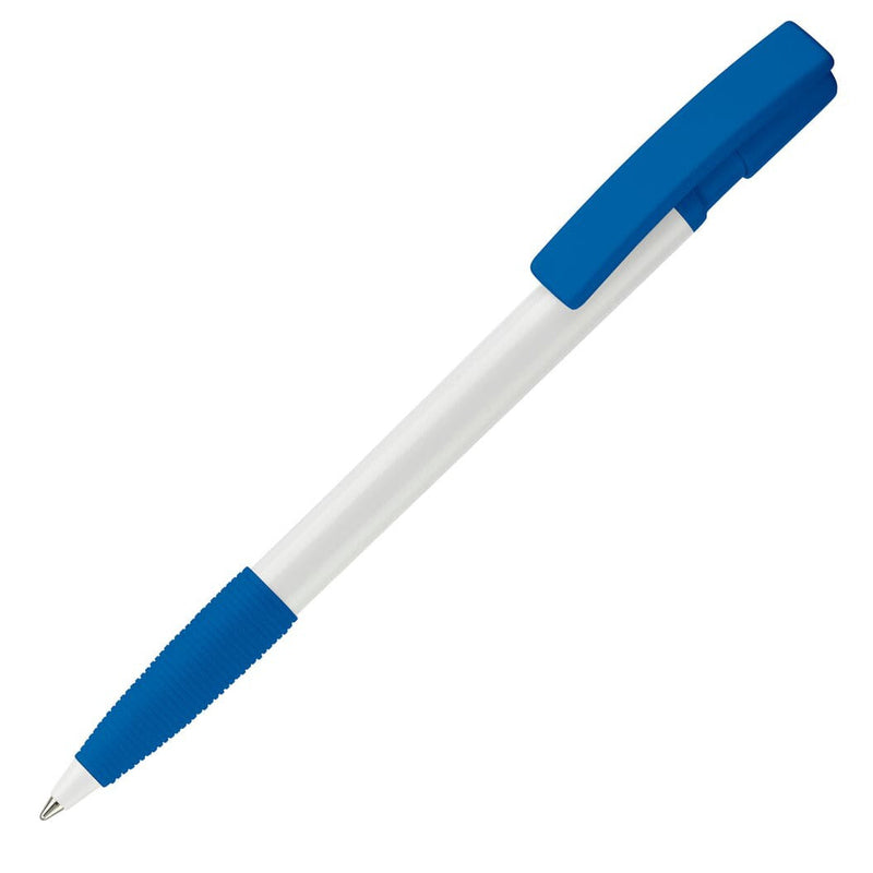 Penna a sfera Nash Grip hardcolour Bianco / royal - personalizzabile con logo