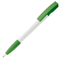 Penna a sfera Nash Grip hardcolour Bianco / verde - personalizzabile con logo