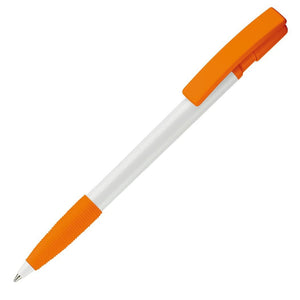 Penna a sfera Nash Grip hardcolour White / arancione - personalizzabile con logo