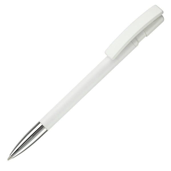 Penna a sfera Nash Metal tip hardcolour Bianco / bianco - personalizzabile con logo