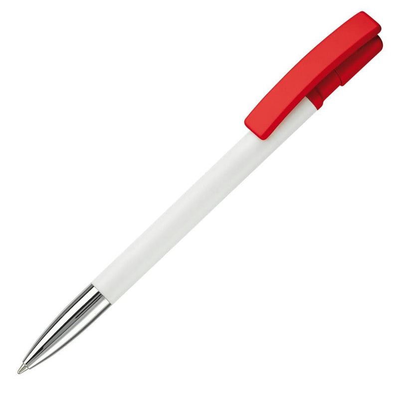 Penna a sfera Nash Metal tip hardcolour Bianco / Rosso - personalizzabile con logo