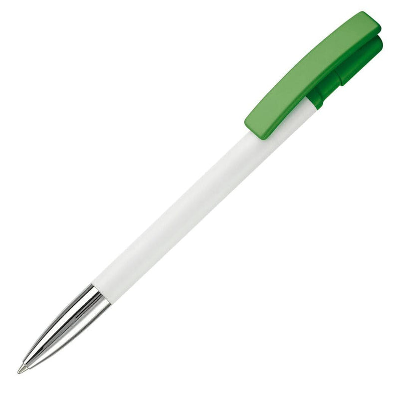 Penna a sfera Nash Metal tip hardcolour Bianco / verde - personalizzabile con logo