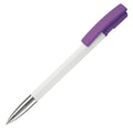 Penna a sfera Nash Metal tip hardcolour Bianco / viola - personalizzabile con logo