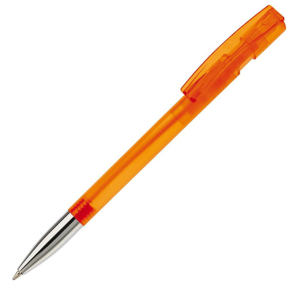 Penna a sfera Nash metal tip trasparente grigio scuro arancione - personalizzabile con logo