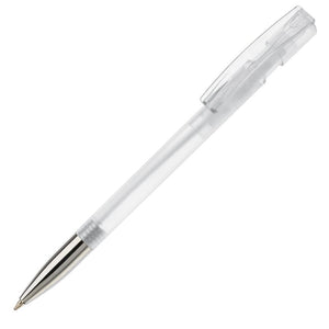 Penna a sfera Nash metal tip trasparente grigio scuro bianco - personalizzabile con logo