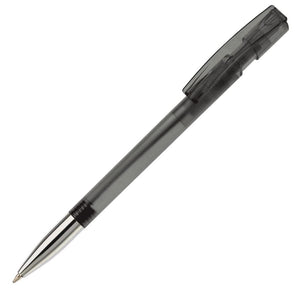 Penna a sfera Nash metal tip trasparente grigio scuro nero - personalizzabile con logo