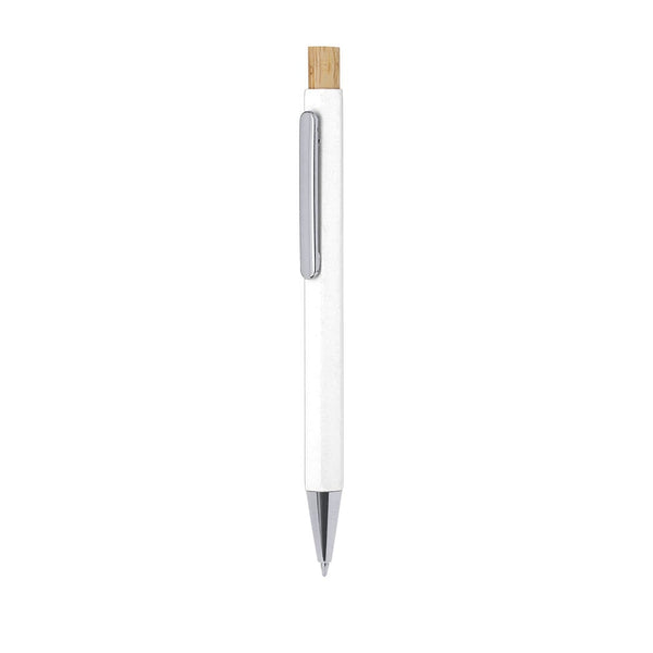 Penna a Sfera Neglyr bianco - personalizzabile con logo