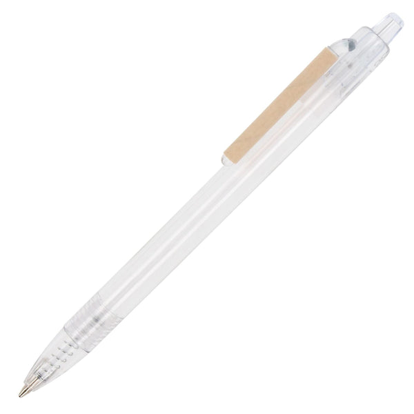 Penna a sfera oceano legato graffetta Trasparente / Bianco - personalizzabile con logo