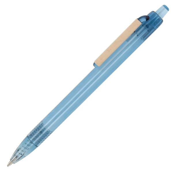 Penna a sfera oceano legato graffetta Trasparente / Blu - personalizzabile con logo