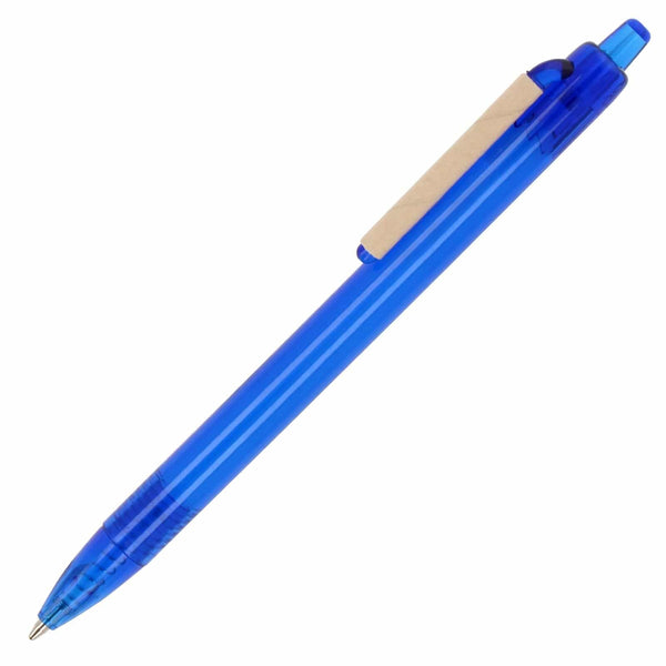 Penna a sfera oceano legato graffetta Trasparente / blu navy - personalizzabile con logo