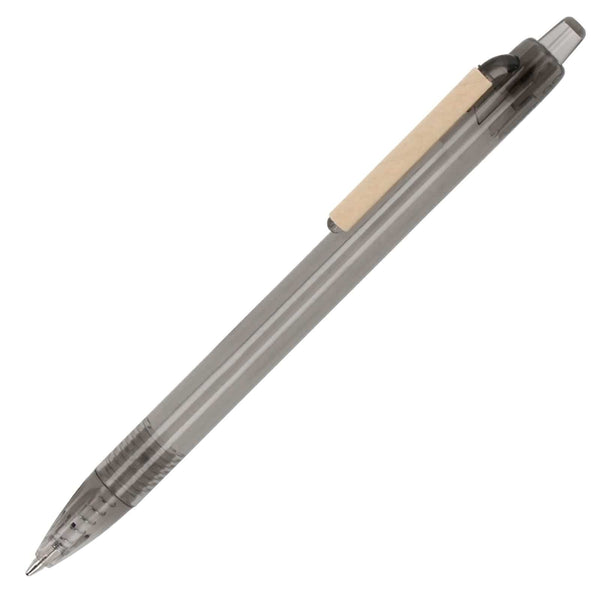 Penna a sfera oceano legato graffetta Trasparente / Nero - personalizzabile con logo