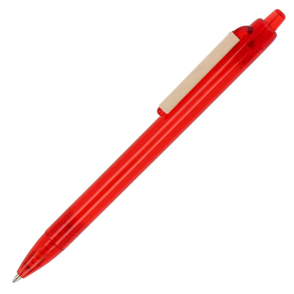 Penna a sfera oceano legato graffetta Trasparente / Rosso - personalizzabile con logo