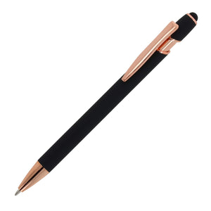 Penna a sfera Paris Deluxe in metallo gommato Nero - personalizzabile con logo