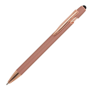 Penna a sfera Paris Deluxe in metallo gommato rosa - personalizzabile con logo