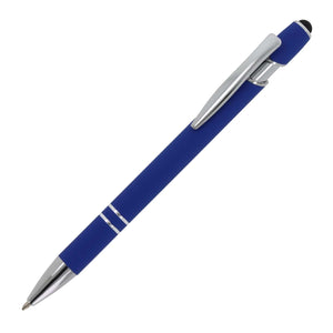 Penna a sfera Paris in metallo gommato Blu - personalizzabile con logo