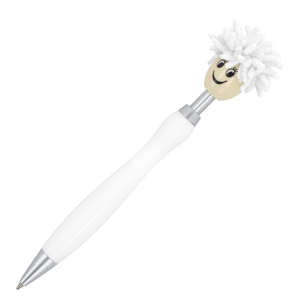 Penna a sfera pelosa Bianco - personalizzabile con logo