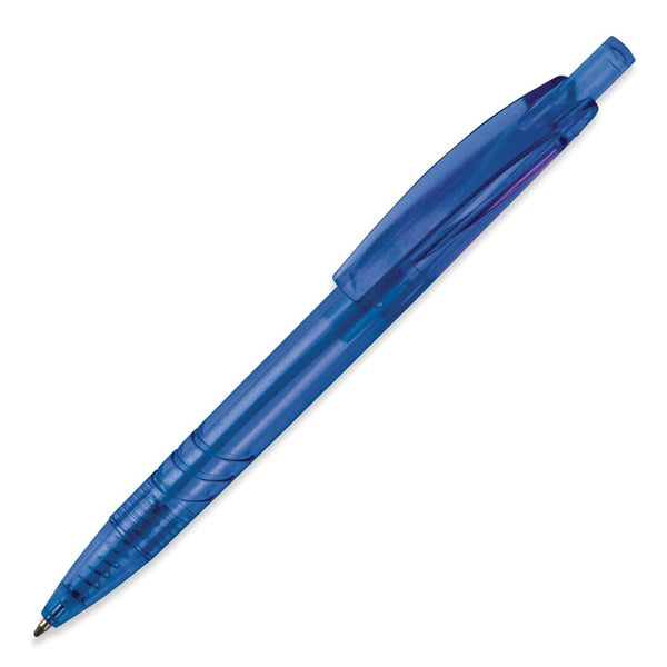 Penna a sfera R-PET color grigio scuro blu - personalizzabile con logo