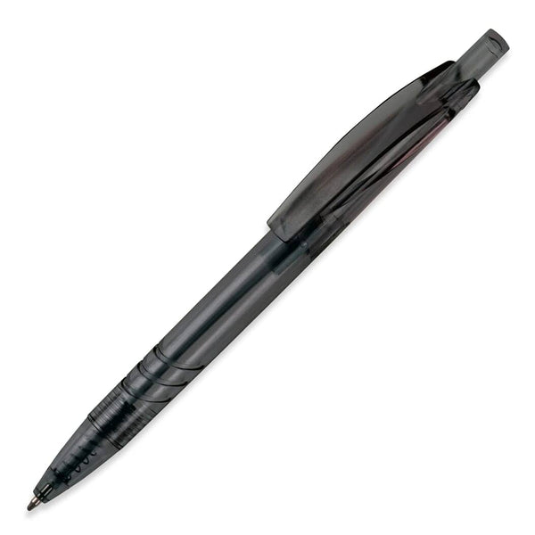 Penna a sfera R-PET color grigio scuro nero - personalizzabile con logo
