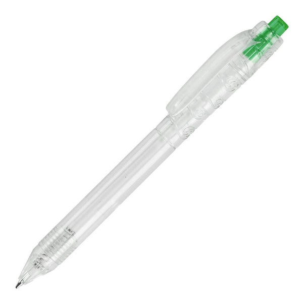 Penna a sfera R-PET grigio scuro verde - personalizzabile con logo