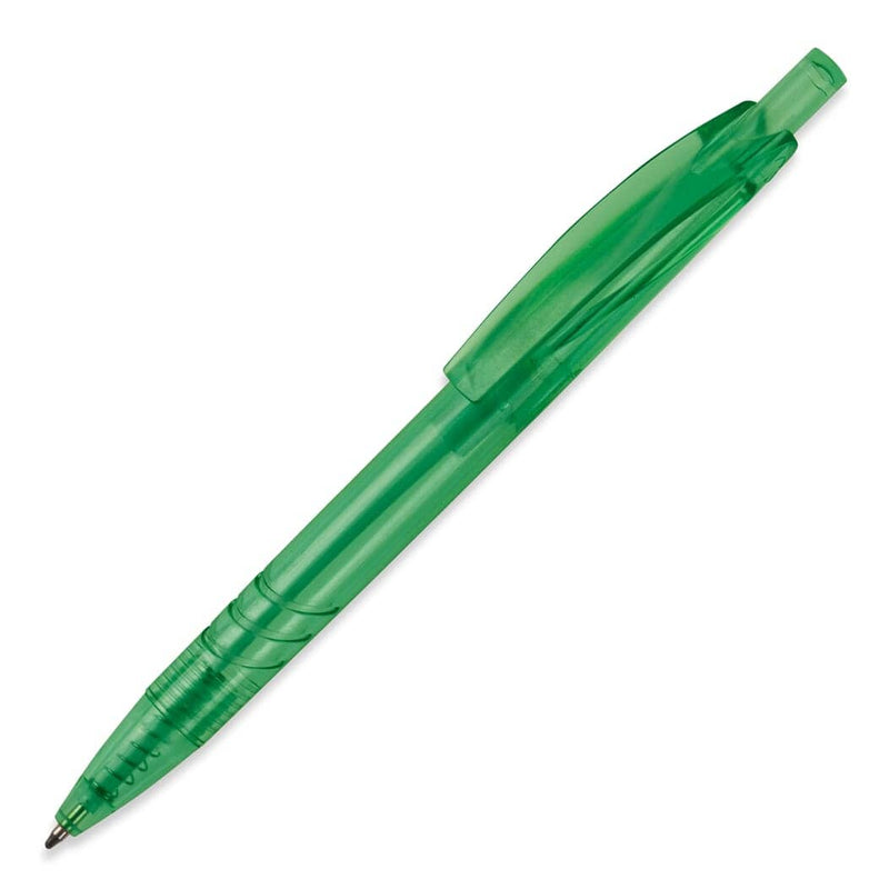 Penna a sfera R-PET color grigio scuro verde - personalizzabile con logo