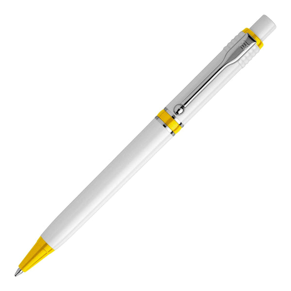 Penna a sfera Raja opaco Bianco / Giallo - personalizzabile con logo