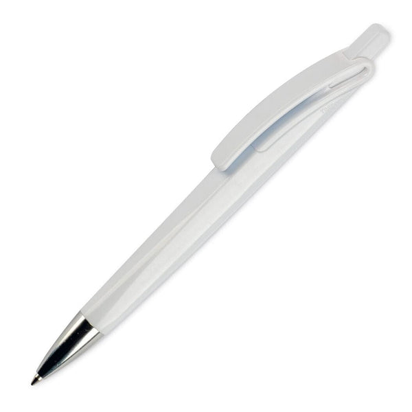 Penna a sfera Riva hard-color Bianco / bianco - personalizzabile con logo