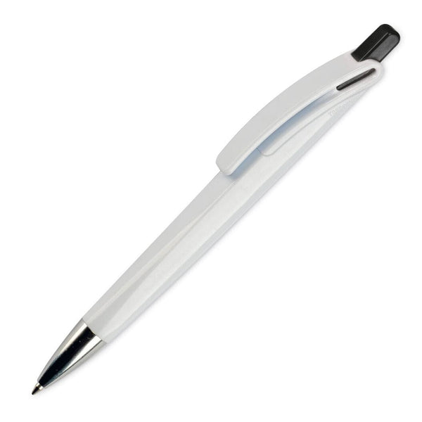 Penna a sfera Riva hard-color Bianco / nero - personalizzabile con logo