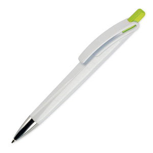 Penna a sfera Riva hard-color Bianco/ verde calce - personalizzabile con logo