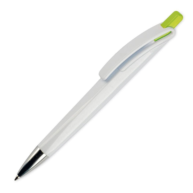 Penna a sfera Riva hard-color Bianco/ verde calce - personalizzabile con logo
