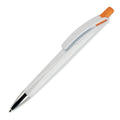 Penna a sfera Riva hard-color White / arancione - personalizzabile con logo