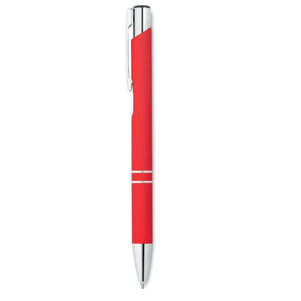 Penna a sfera finitura gommata specchiata rosso - personalizzabile con logo