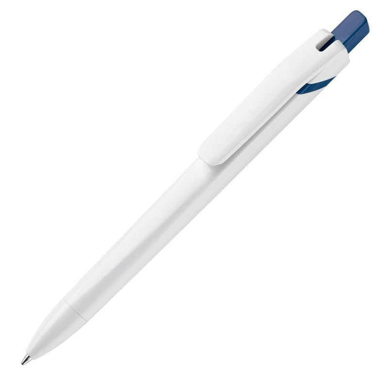Penna a sfera SpaceLab Bianco / blu navy - personalizzabile con logo
