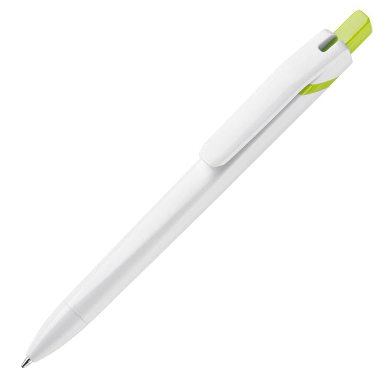 Penna a sfera SpaceLab Bianco/ verde calce - personalizzabile con logo