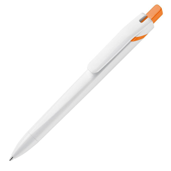 Penna a sfera SpaceLab White / arancione - personalizzabile con logo