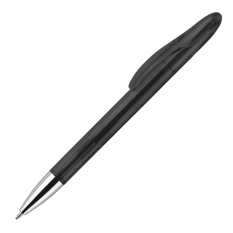 Penna a sfera Speedy trasparente grigio scuro nero - personalizzabile con logo