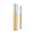 Penna a sfera twis metallo e legno natural - personalizzabile con logo