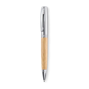 Penna a sfera twis metallo e legno natural - personalizzabile con logo